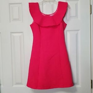 She + Sky hot pink sleeveless lined scoop neck with ruffle zips in back size S